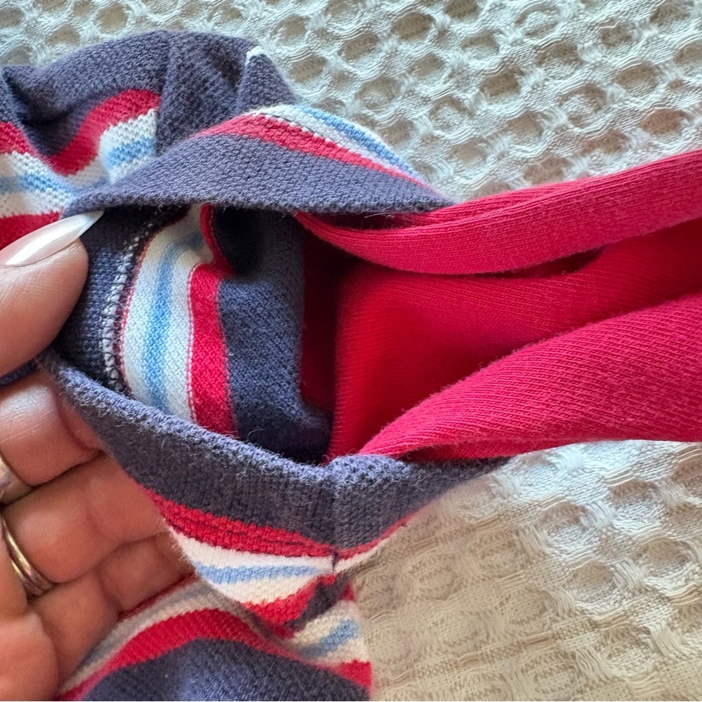 Vintage LAND’S END 3-6 Month Polo Striped Jumpsuit Layered Long Sleeves Snaps - Picture 7 of 10